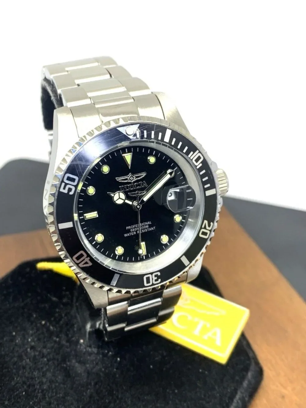 Invicta Mens Watch 26970 Pro Diver Quartz Black Dial Silver Stainless Steel 40mm